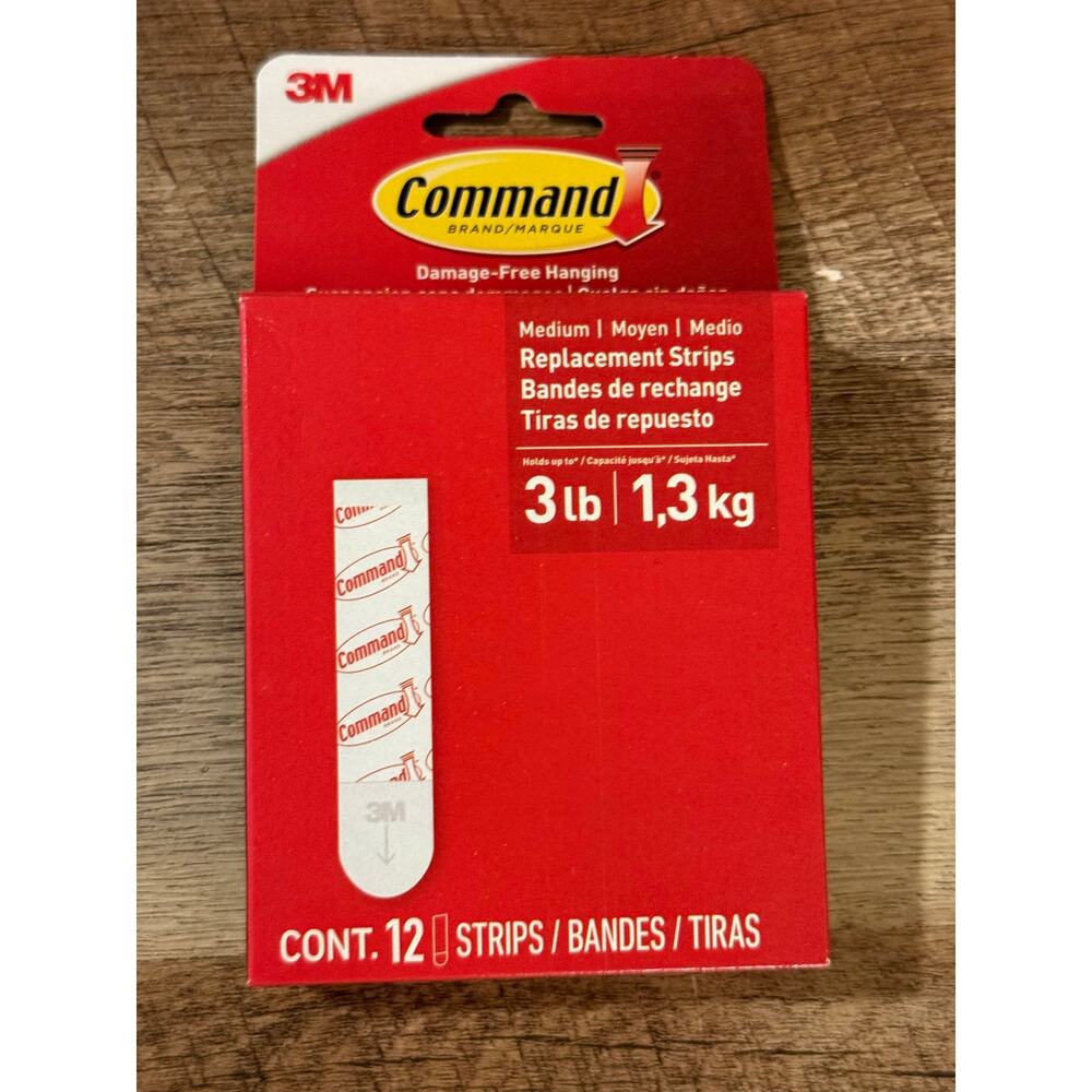 Bundle of 4 Command Strips Medium Sized Refill Strips Tape White - NEW - Picture 2 of 5
